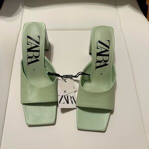 Zara mint green pistachio green square toe heels